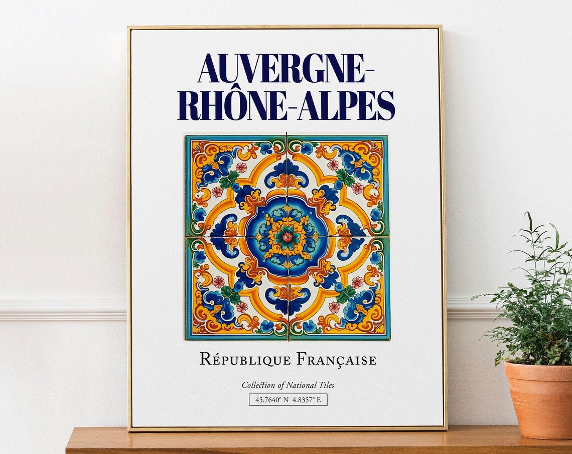 Auvergne-Rhône-Alpes Minimalist France Travel Poster