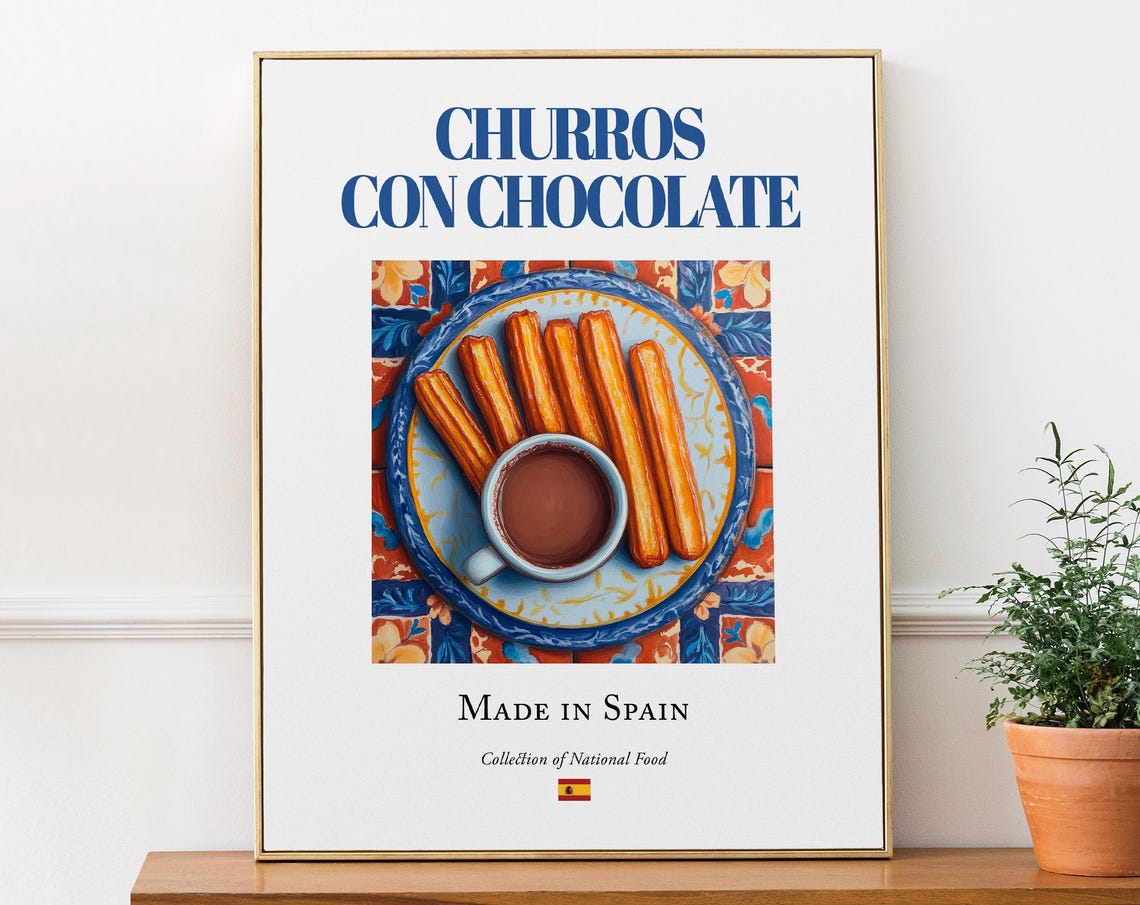 Churros con Chocolate Made in Spain National Food Gift Poster