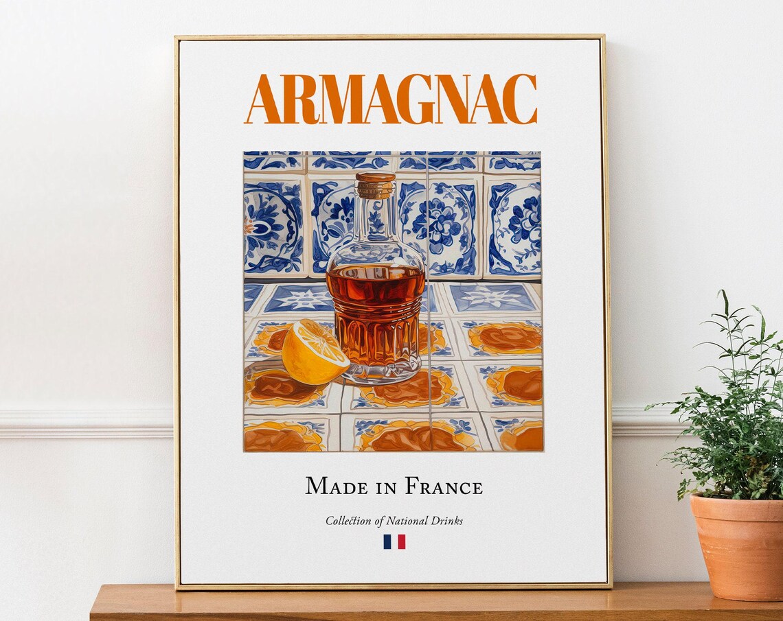 Armagnac On Maiolica Tile, French Beverage Poster