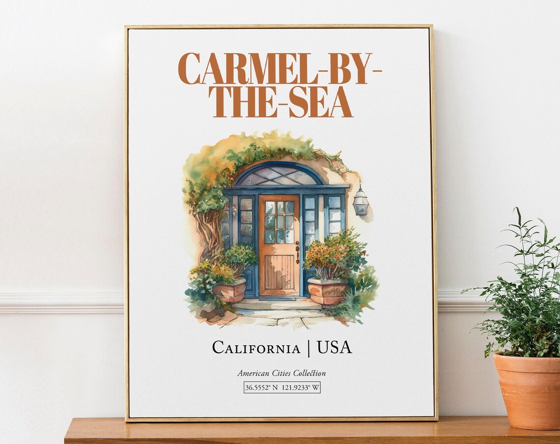 Carmel-By-The-Sea Minimalist Watercolor Travel Poster