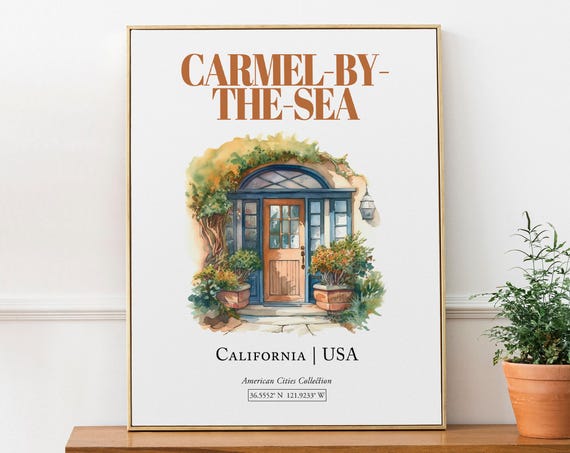 Carmel-By-The-Sea Minimalist Watercolor Travel Poster
