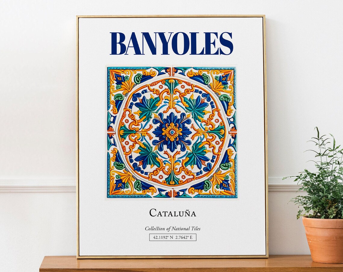 Banyoles Catalua Spain Folk Traditional Tile Art Print