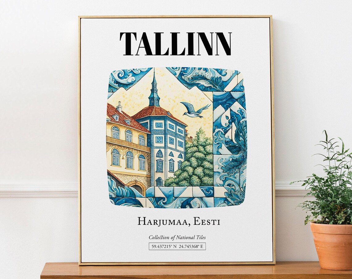 Tallinn Harjumaa Eesti Tile Pattern Art Print