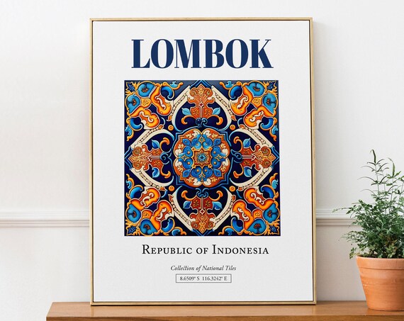 Lombok Indonesia Folk Traditional Tile Art Print