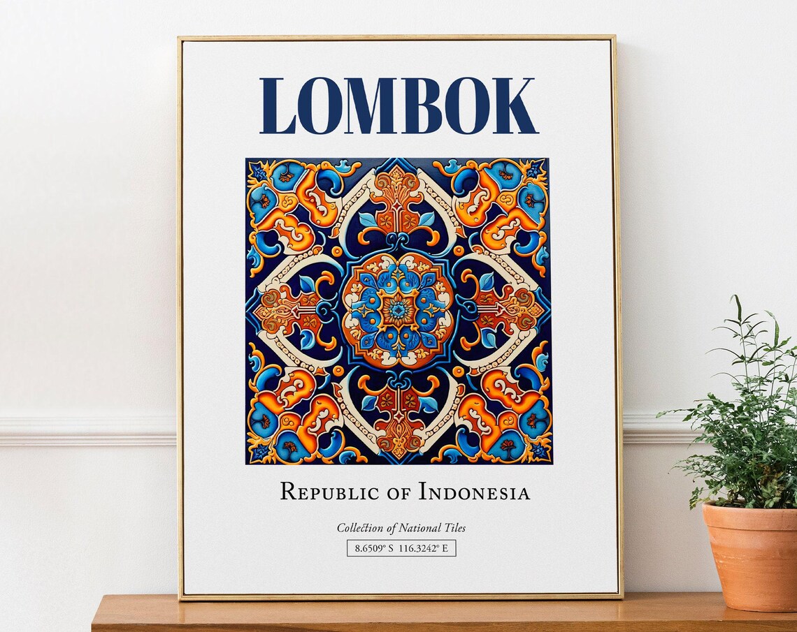 Lombok Indonesia Folk Traditional Tile Art Print