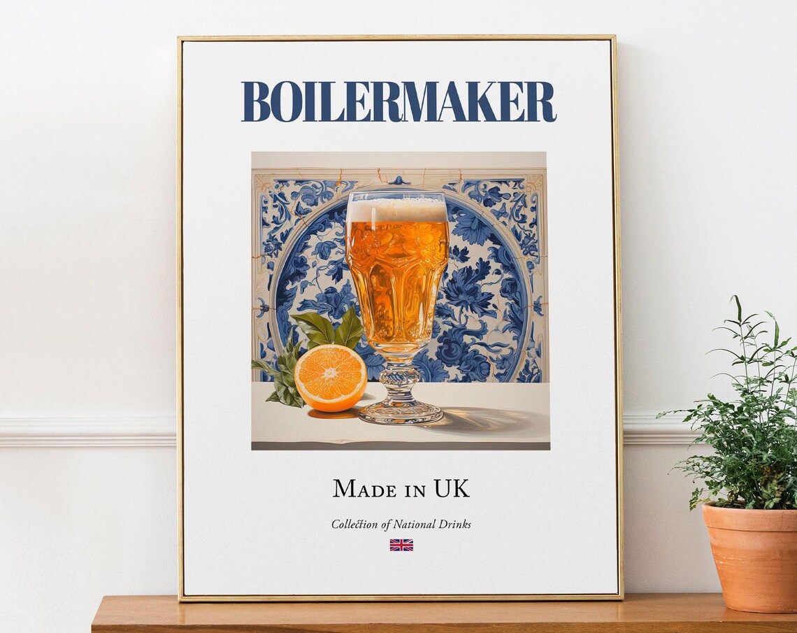 Boilermaker On Maiolica Tile, Traditional Beverage Poster