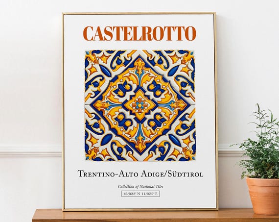 Castelrotto Italy Folk Maiolica Tile Poster