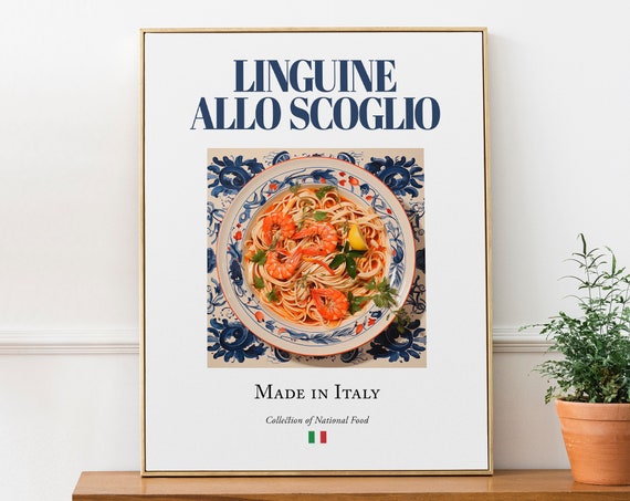 Linguine Allo Scoglio, Maiolica Tile Plate Poster