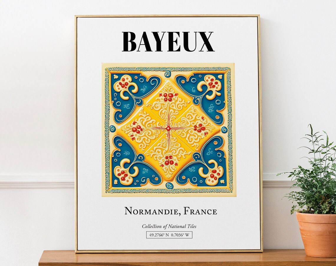Bayeux France Inspired Tile Pattern Art Print