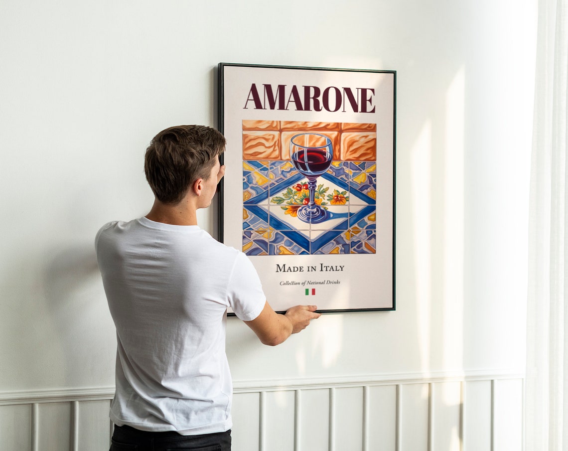 Amarone Glass On Maiolica Tile, Italian Poster - Image 3