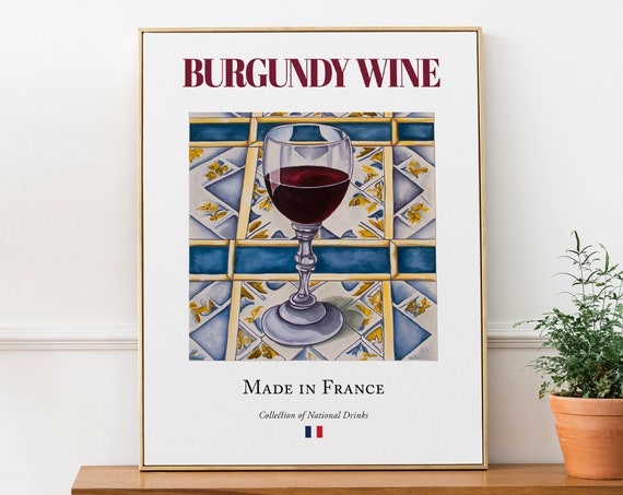 Burgundy Wine on Maiolica Tile, French Poster Print