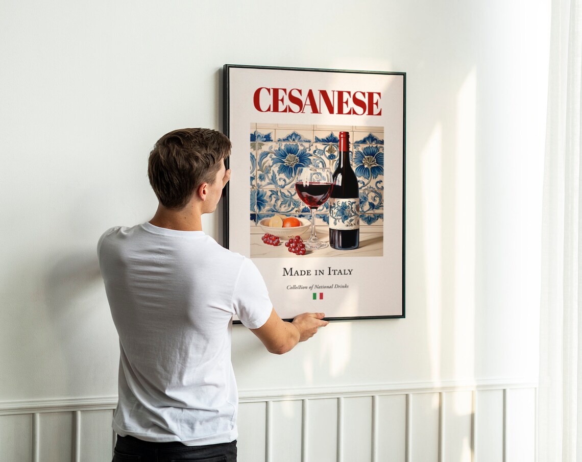 Cesanese on Maiolica Tile, Italian Beverage Art Print - Image 2