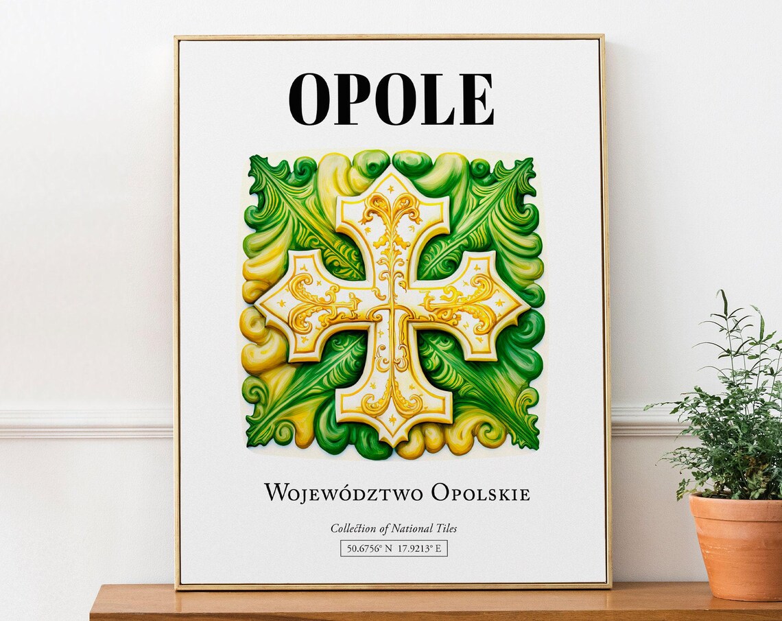 Opole Traditional Tile Pattern Art Print, Opolskie