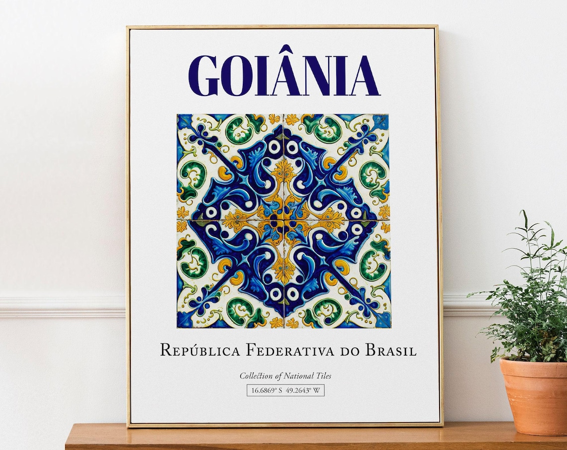 Goinia Brasil Traditional Azulejo Tile Poster
