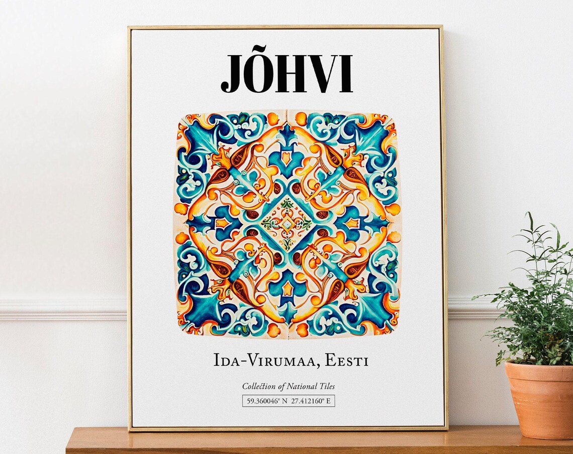 Valga Valgamaa Eesti Traditional Tile Pattern Art Print