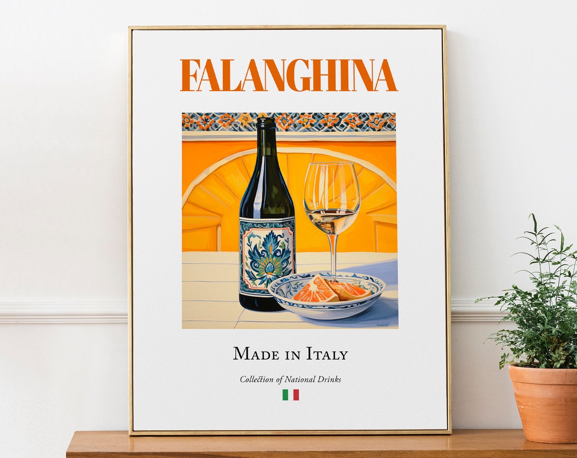 Falanghina Wine on Maiolica Tile, Italian Poster