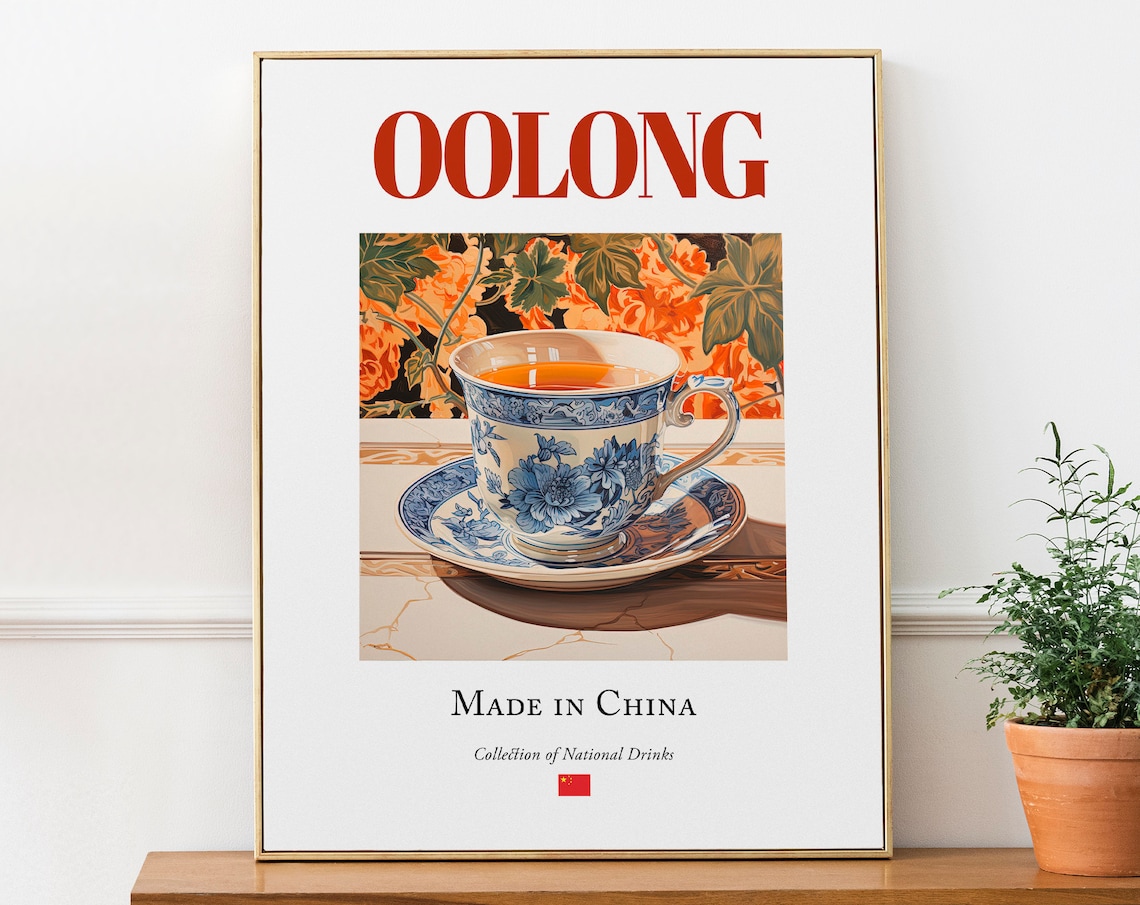 Oolong on Maiolica Tile, Chinese Beverage Kitchen Poster