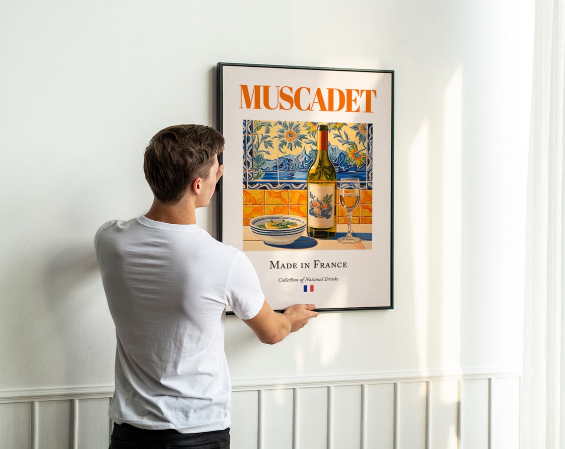 Muscadet on Maiolica Tile, Traditional Beverage Art Print - Image 3