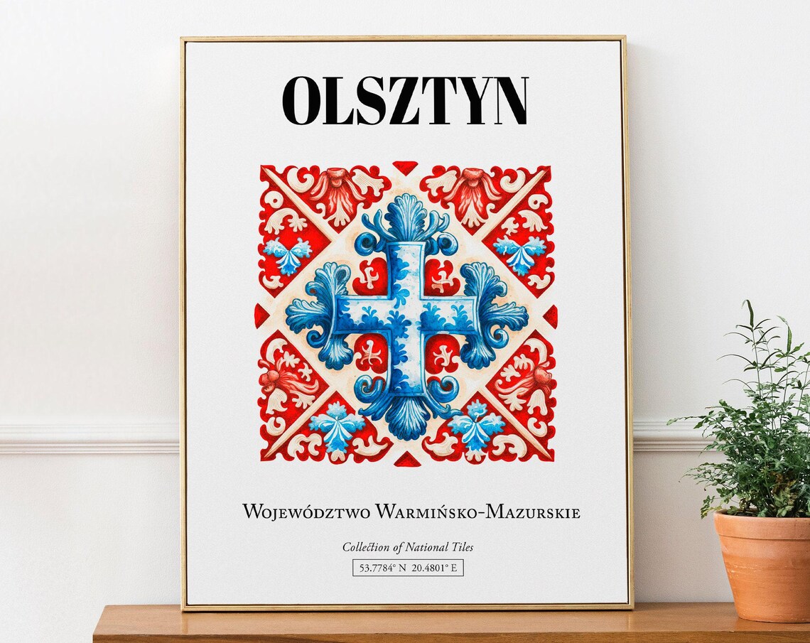 Olsztyn, Warmia-Mazury Traditional Tile Pattern Poster