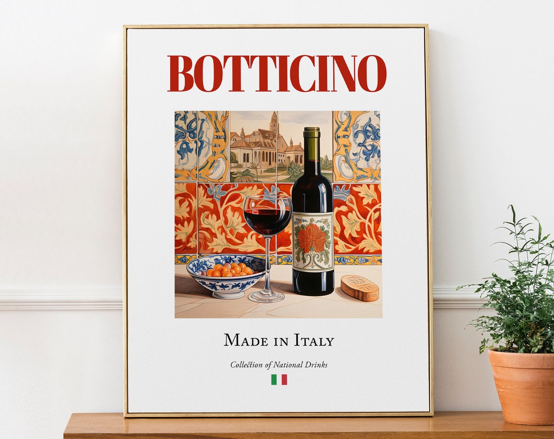Botticino On Maiolica Tile, Italian Drink Poster