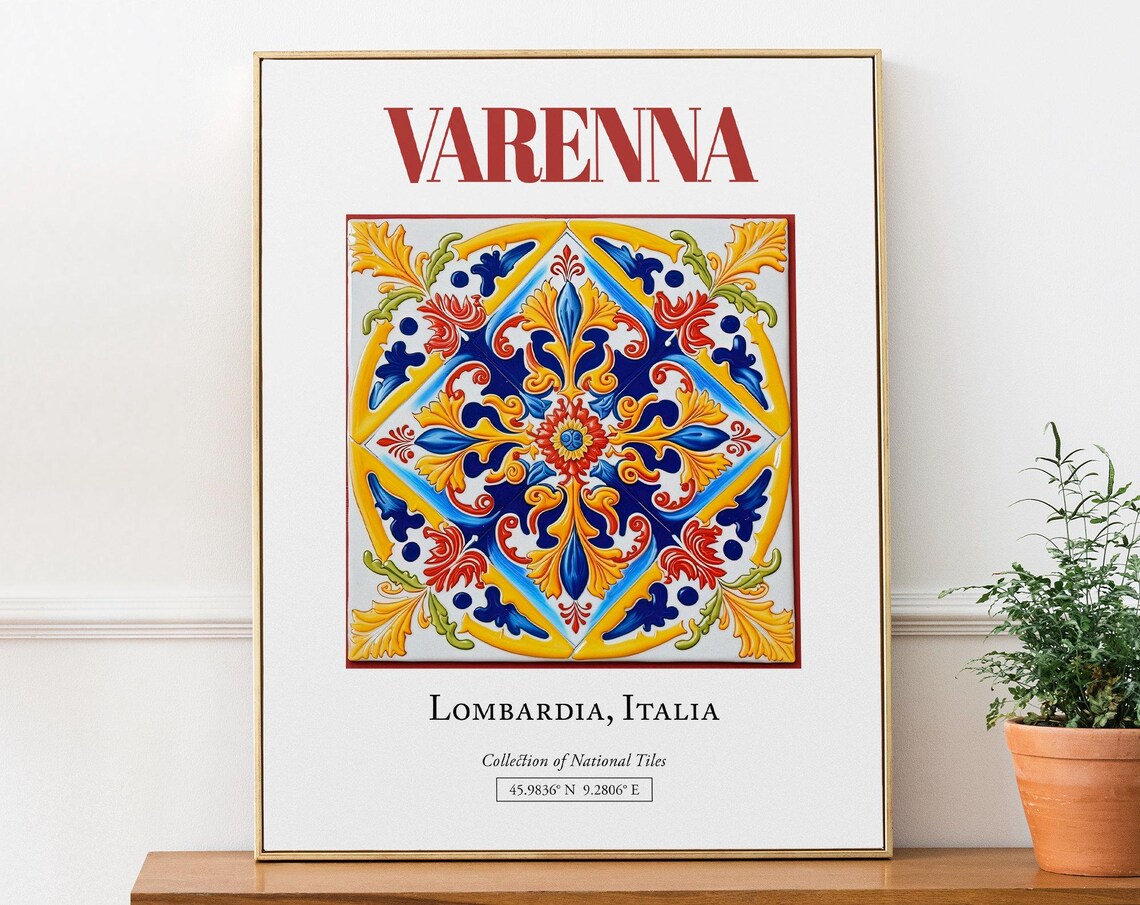 Varenna Lombardia Italy Traditional Maiolica Tile Poster