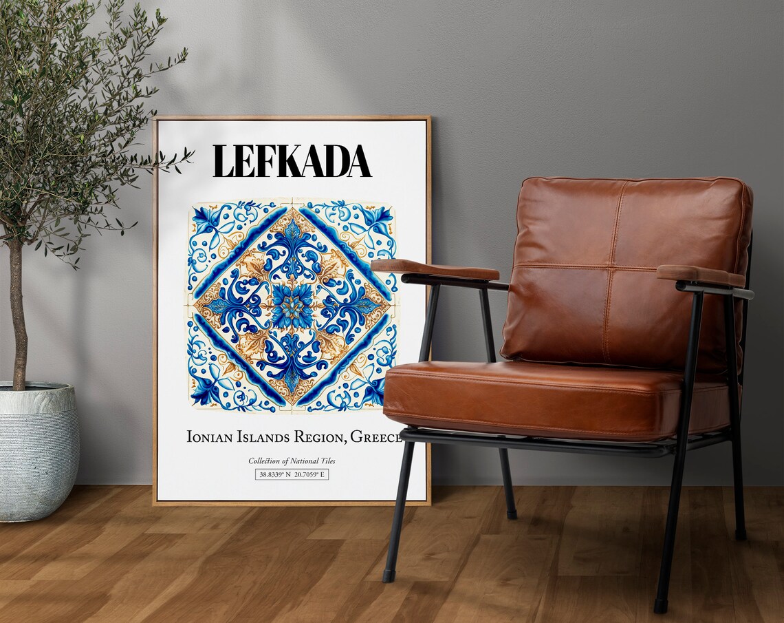 Lefkada Traditional Tile Artistry, Greek Island Art Print - Image 4