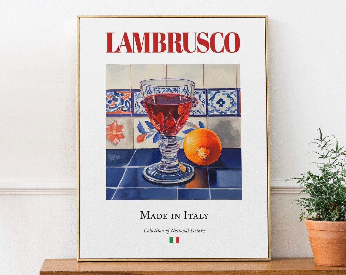 Lambrusco on Maiolica Tile, Italian Beverage Art Print