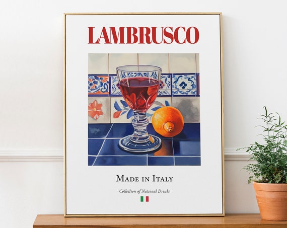 Lambrusco on Maiolica Tile, Italian Beverage Art Print