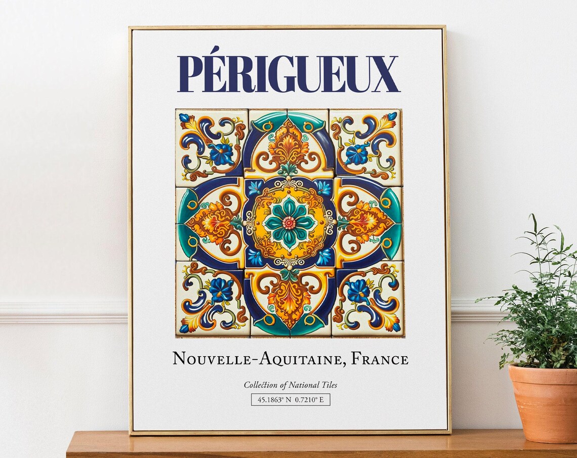 Prigueux, Nouvelle-Aquitaine, France Folk Tile Poster