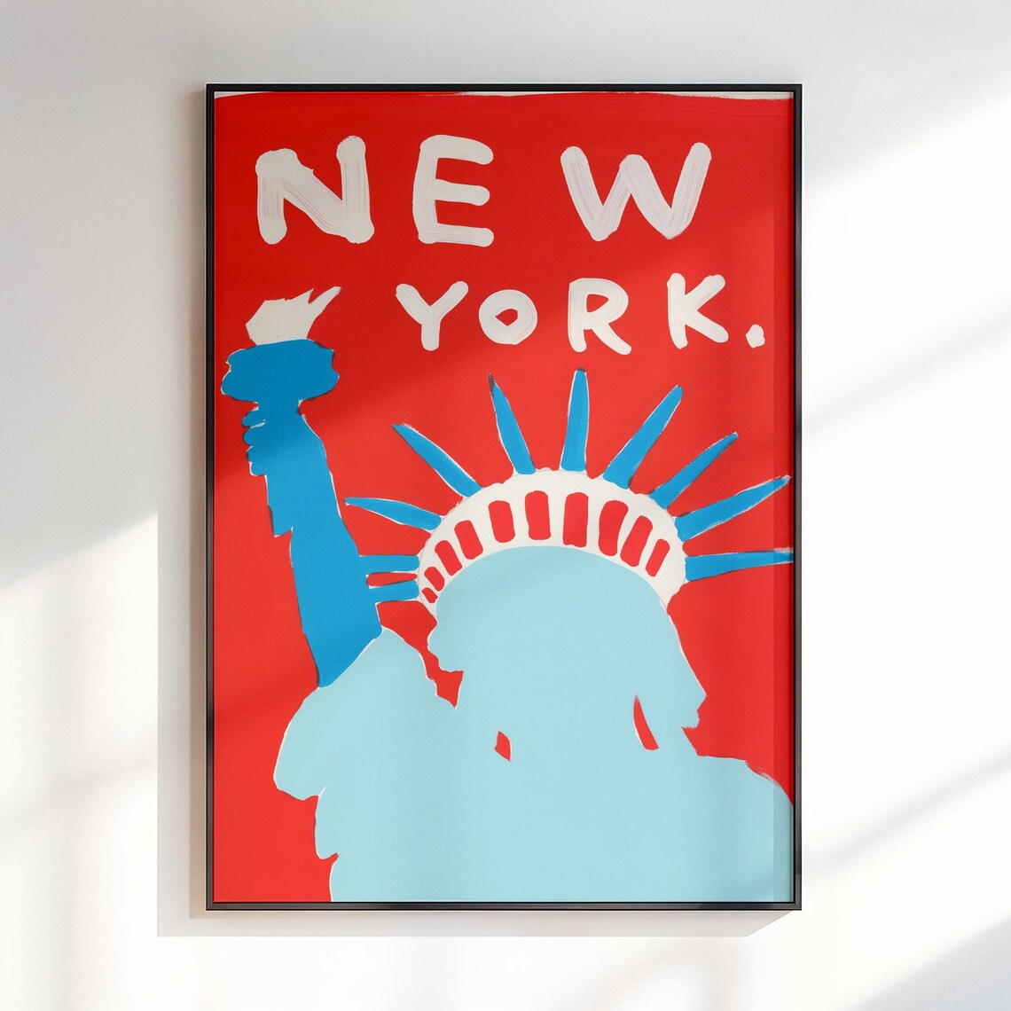 New York City Statue of Liberty Vibrant Red Pop Art Travel Poster
