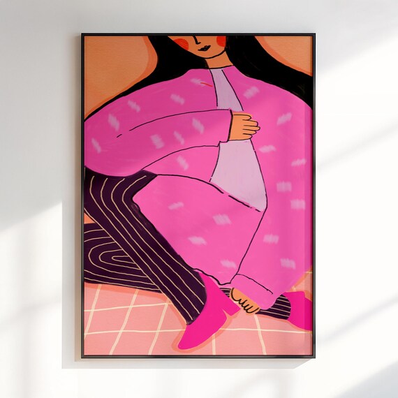 Women Wall Art Maximalist Dopamine Decor Woman Poster Print Livingroom Preppy
