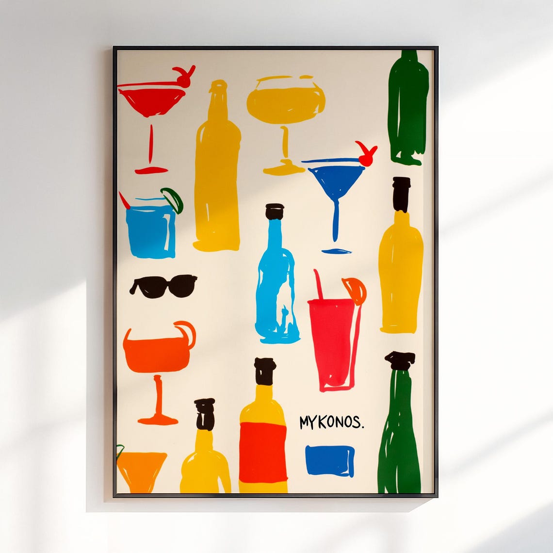 Mykonos Cocktail Bar Pattern Colorful Pop Art Maximalist Poster