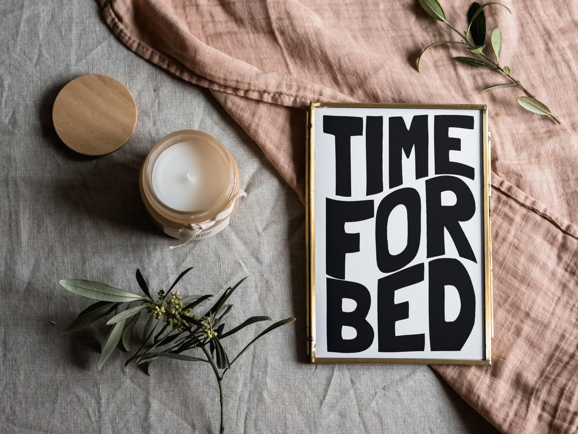 Time for Bed Bold Black Typography Minimalist Bedroom Poster - Image 3