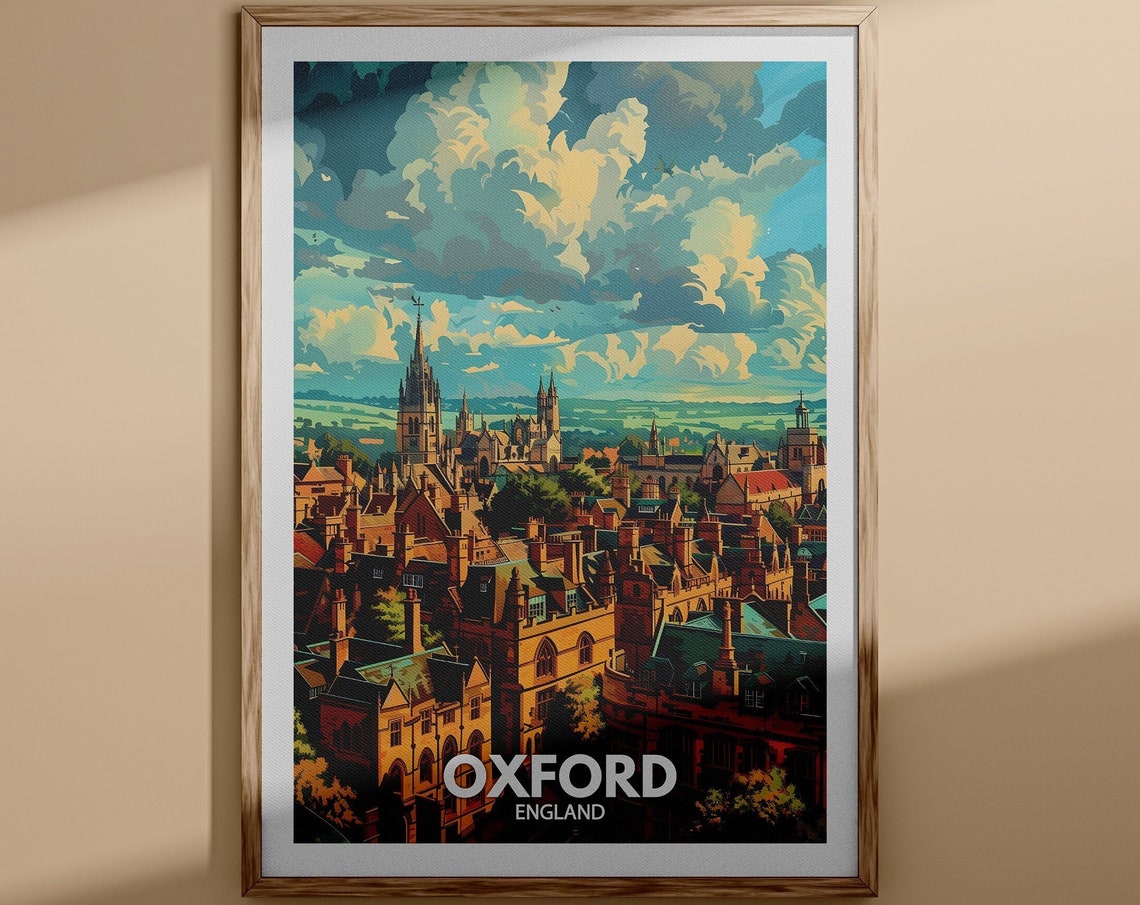 Oxford Print Oxford City Poster Uk Wall Art England Wall Art Decor British Travel Poster United Kingdom Print England City Art Decor