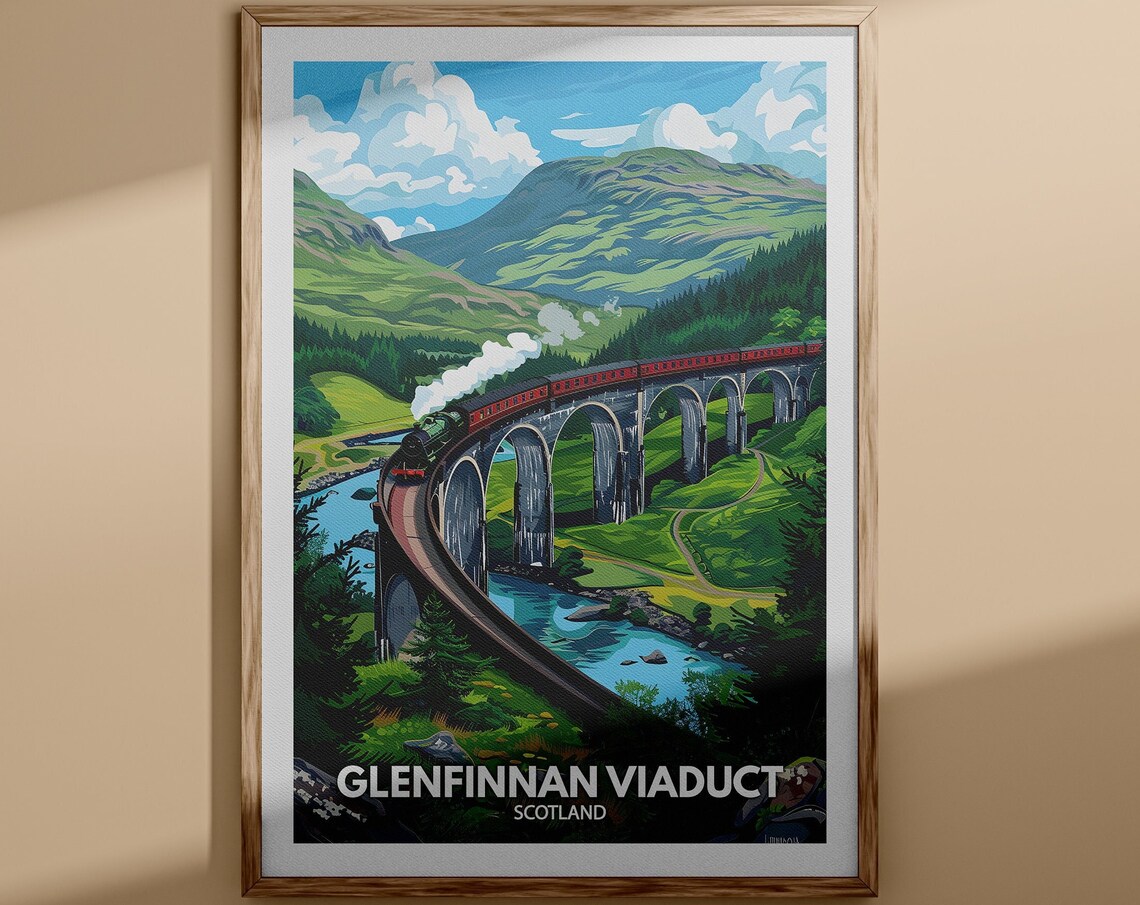 Glenfinnan Viaduct Print Glenfinnan Viaduct City Poster Uk Wall Art Scotland Wall Art Decor Scotland Travel Poster