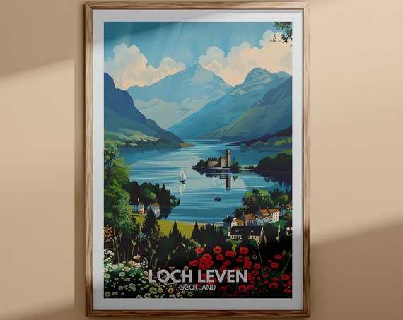 Loch Leven Print Loch Leven Poster Scotland Lake Travel Poster Lake Wall Art Decor United Kingdom Lake Art Scotland Nature Poster
