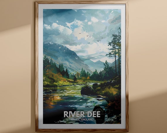 River Dee Print River Dee Poster Wales River Travel Poster River Wall Art Decor United Kingdom River Art Wales Nature Poster