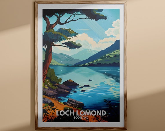 Loch Lomond Print Loch Lomond Poster Scotland Lake Travel Poster Lake Wall Art Decor United Kingdom Lake Art Scotland Nature Poster