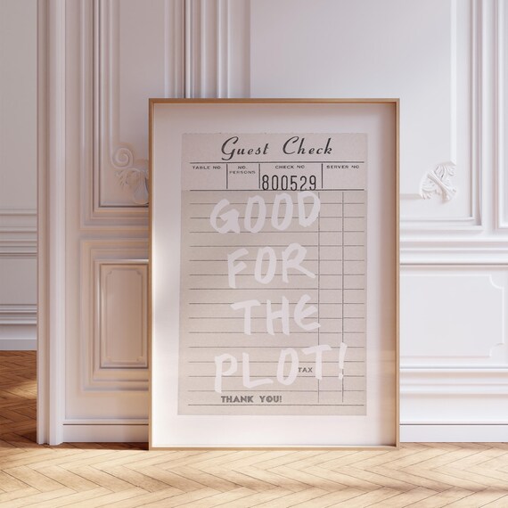 Good For The Plot Guest Check Retro Beige Quote Dorm Wall Poster