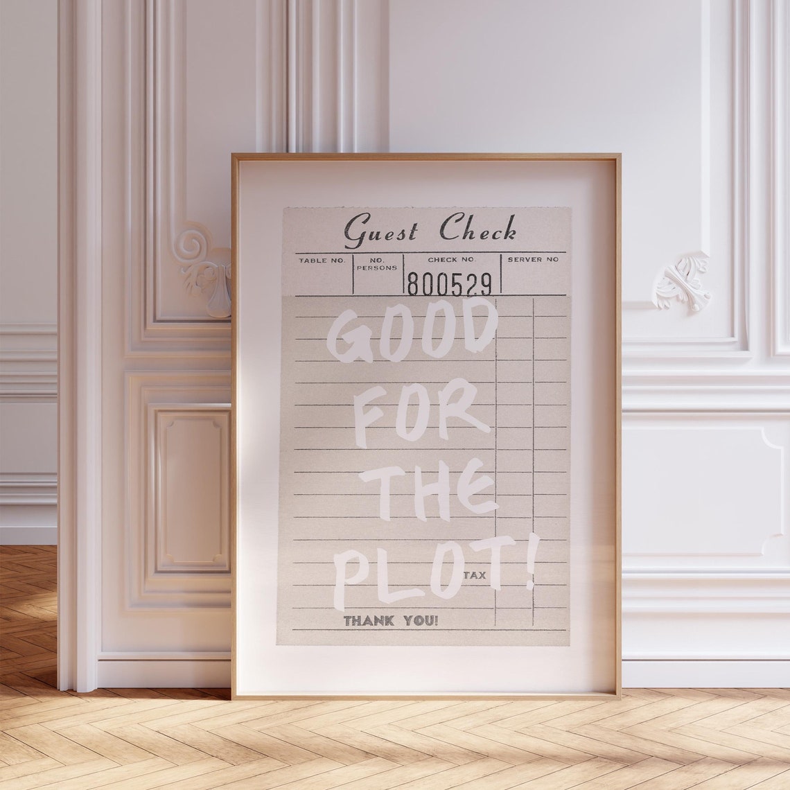 Good For The Plot Guest Check Retro Beige Quote Dorm Wall Poster