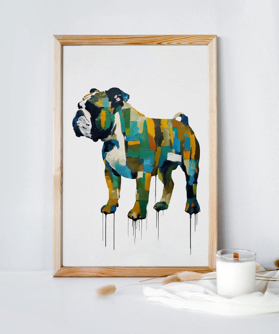 Abstract Bulldog Silhouette Colorful Geometric Dog Art Instant