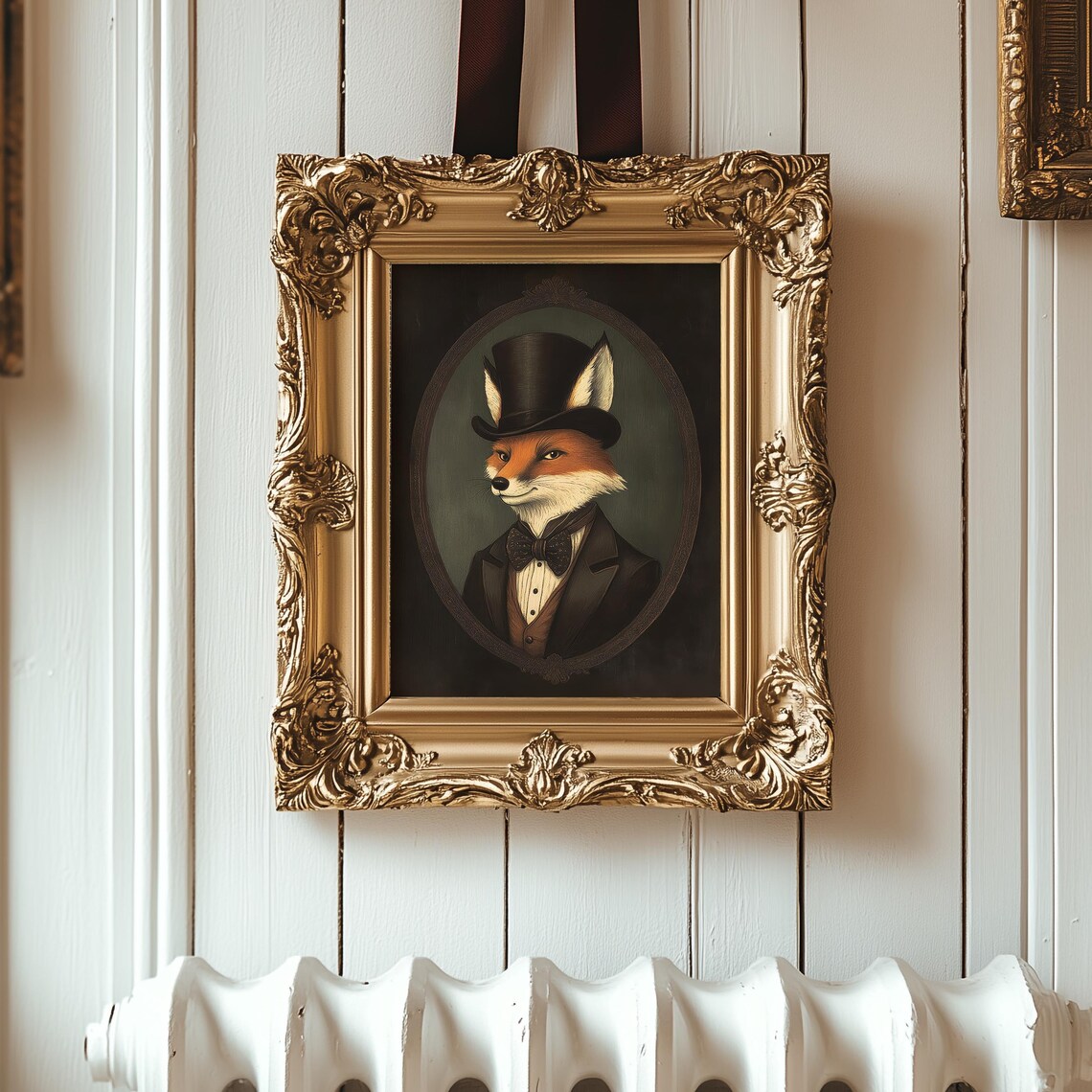 Red Fox Top Hat Bow Tie Tuxedo Vintage Victorian Woodland Portrait Art Poster