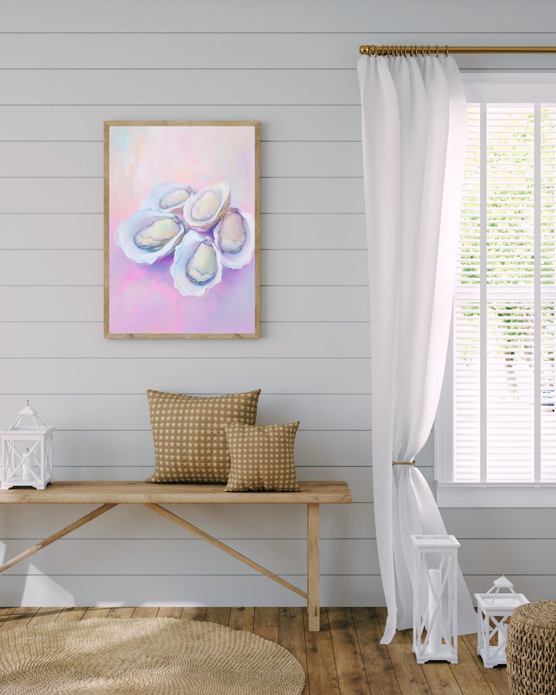 Oyster Coastal Wall Decor Art Print, Beach Shell - Image 2