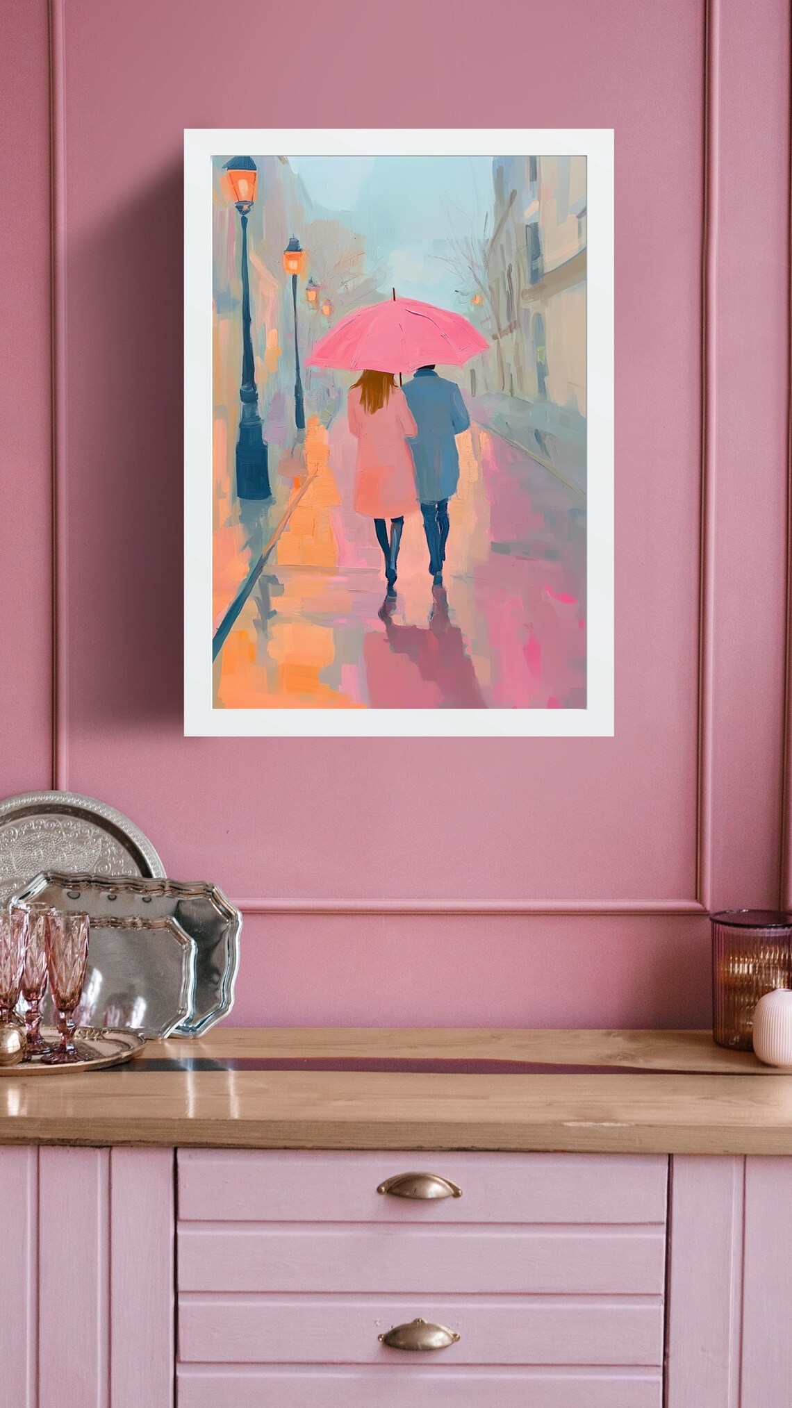 Romantic Rainy Walk, Paris Street Art Print - Image 4