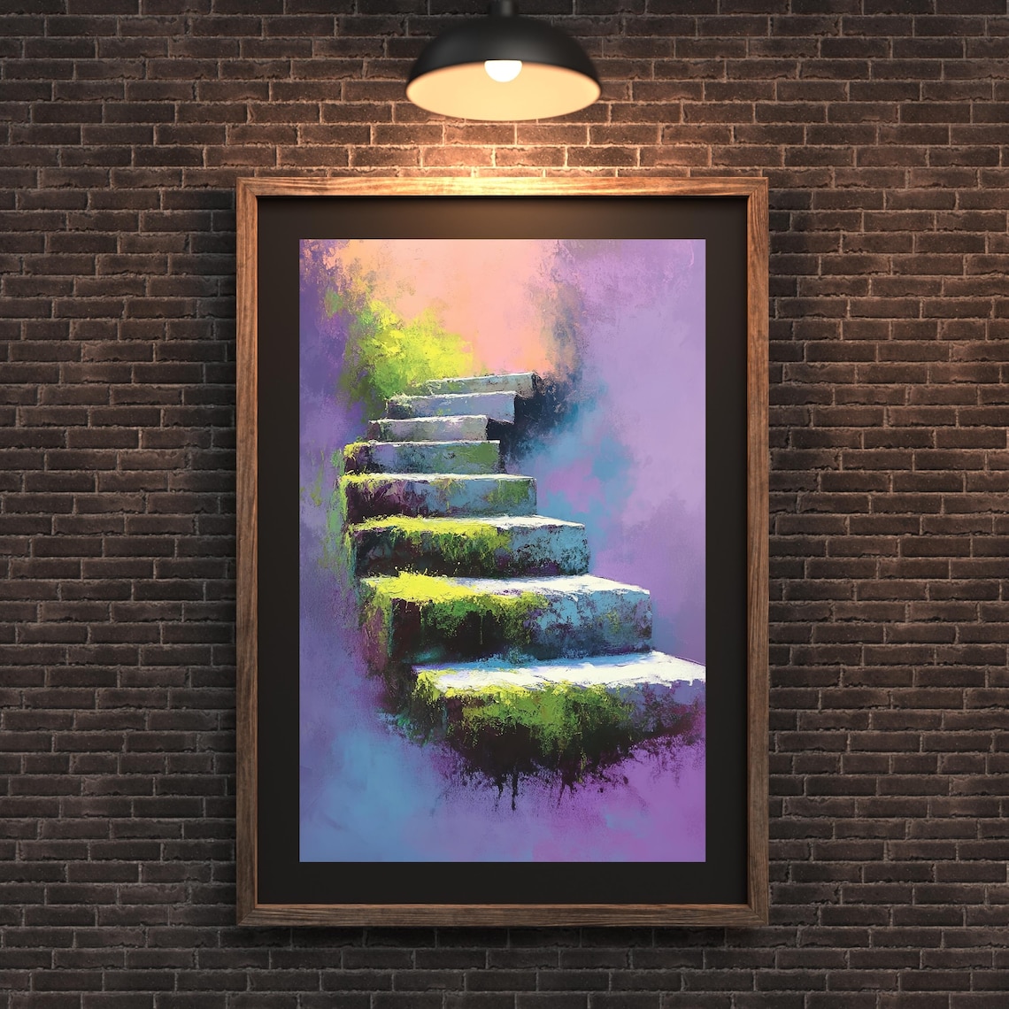 Abstract Stairway, Mystical Mossy Steps Art Print - Image 2