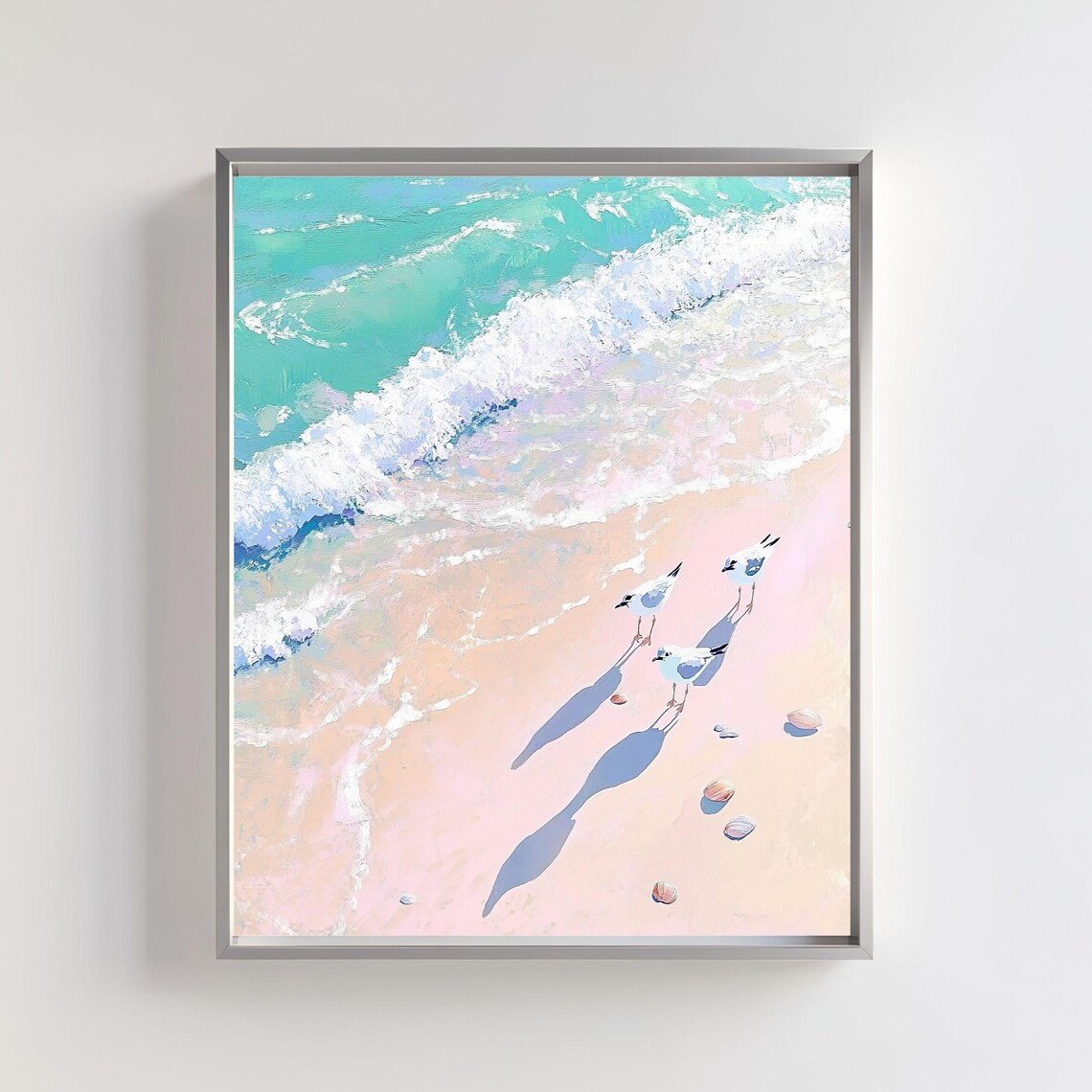 Seabird Art Print, Pastel Coastal Beach Decor