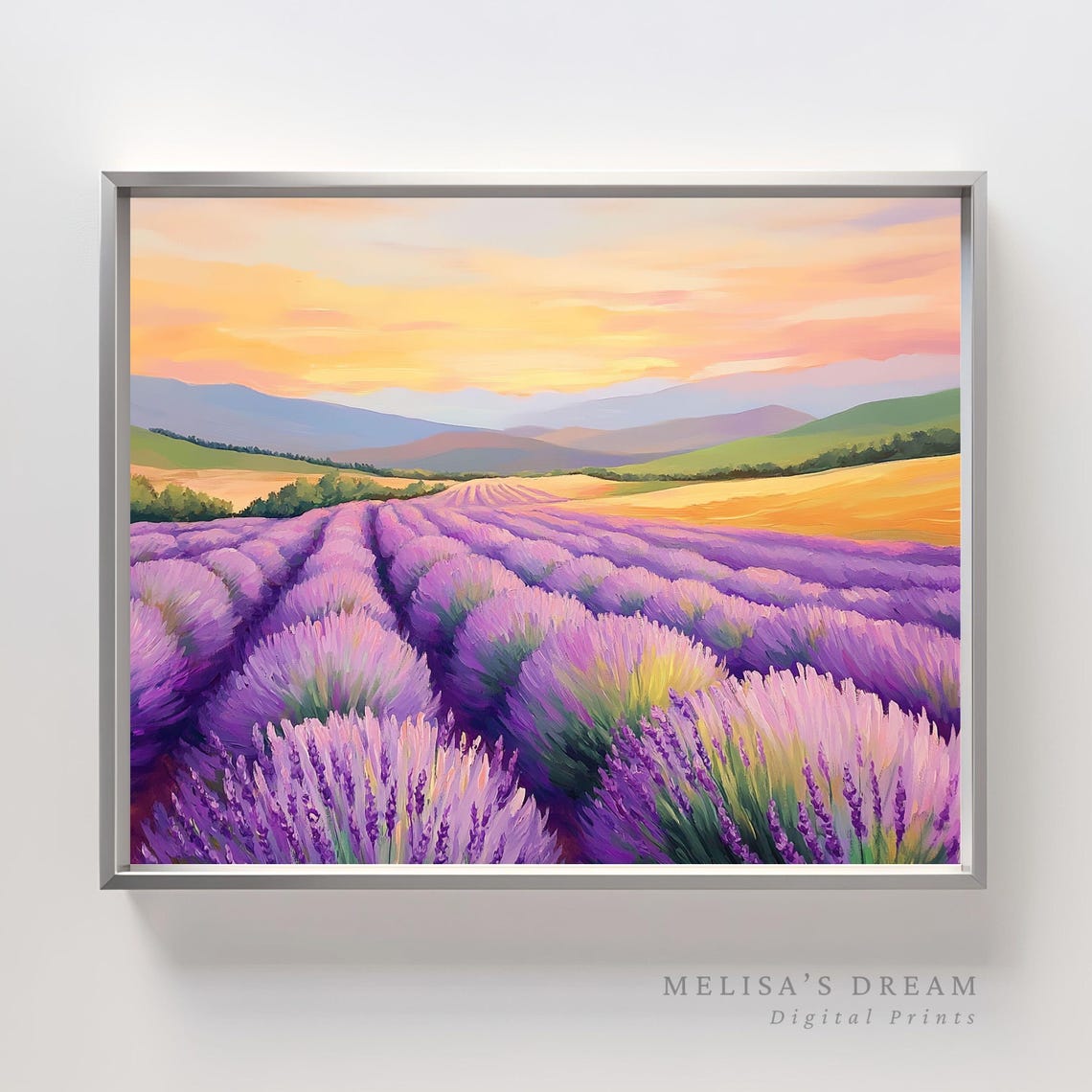 Provence Lavender Field Sunset Countryside Landscape Poster Art