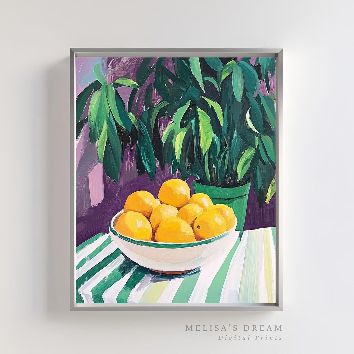 Lemon Kitchen Art Print, Citrus Fruit Bowl Still Life