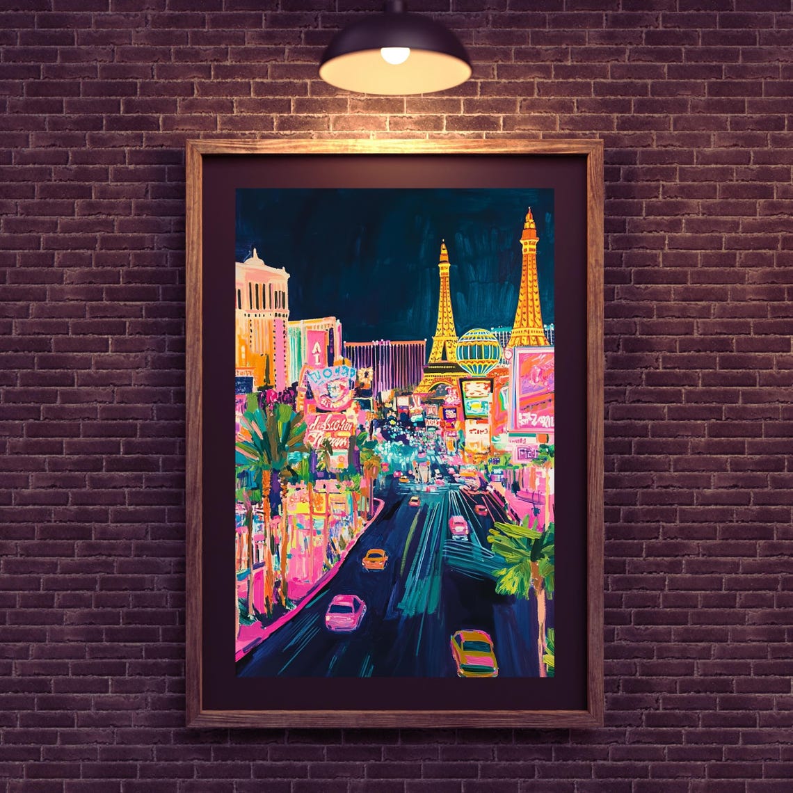 Las Vegas Cityscape Poster, Neon Night Art Print - Image 4