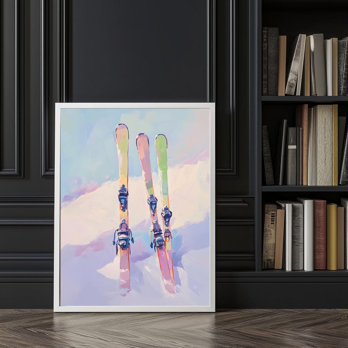 Ski Decor Print Winter Adventure Art Ski Wall Art Snowy Mountain Scene Pastel Skiing Decor Winter Sports Art - Image 3